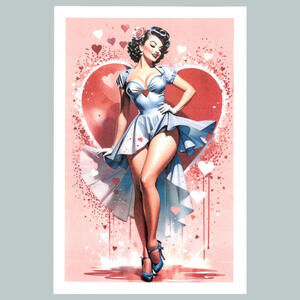 #0329  Pinup Pink Heart 4x6 Version Glossy Photo Fast Ship